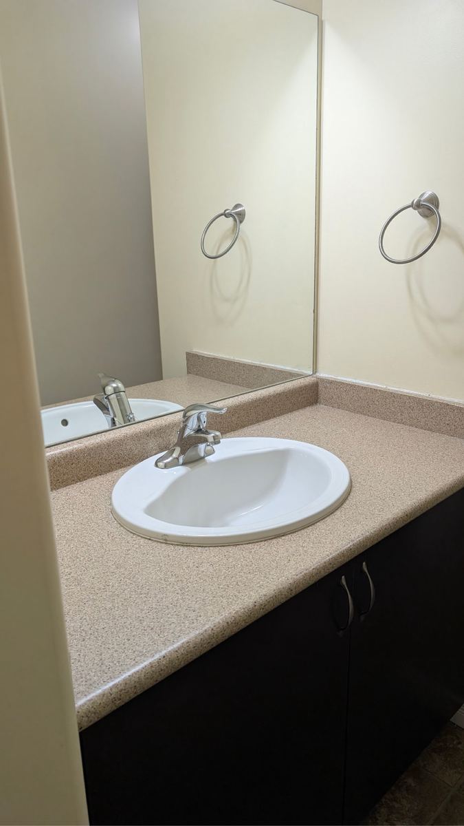 Bathroom vanity after deep clean